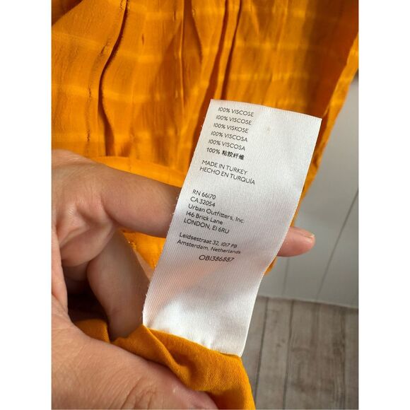 $160 ANTHROPOLOGIE‎ Maeve Pintucked Collar v-neck Mini Dress size S gold - Picture 12 of 12